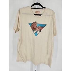 Akinz Womens Sz XL Short Sleeve T Shirt Hand Painted Moab Utah Graphic